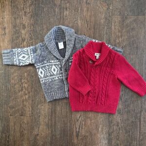 Gray and Red Baby Sweater Set